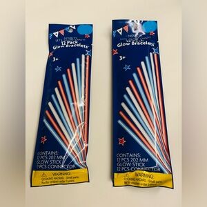 New 24 Glow Bracelets Red White Blue “Let’s Glow Crazy” Patriotic Red White Blue